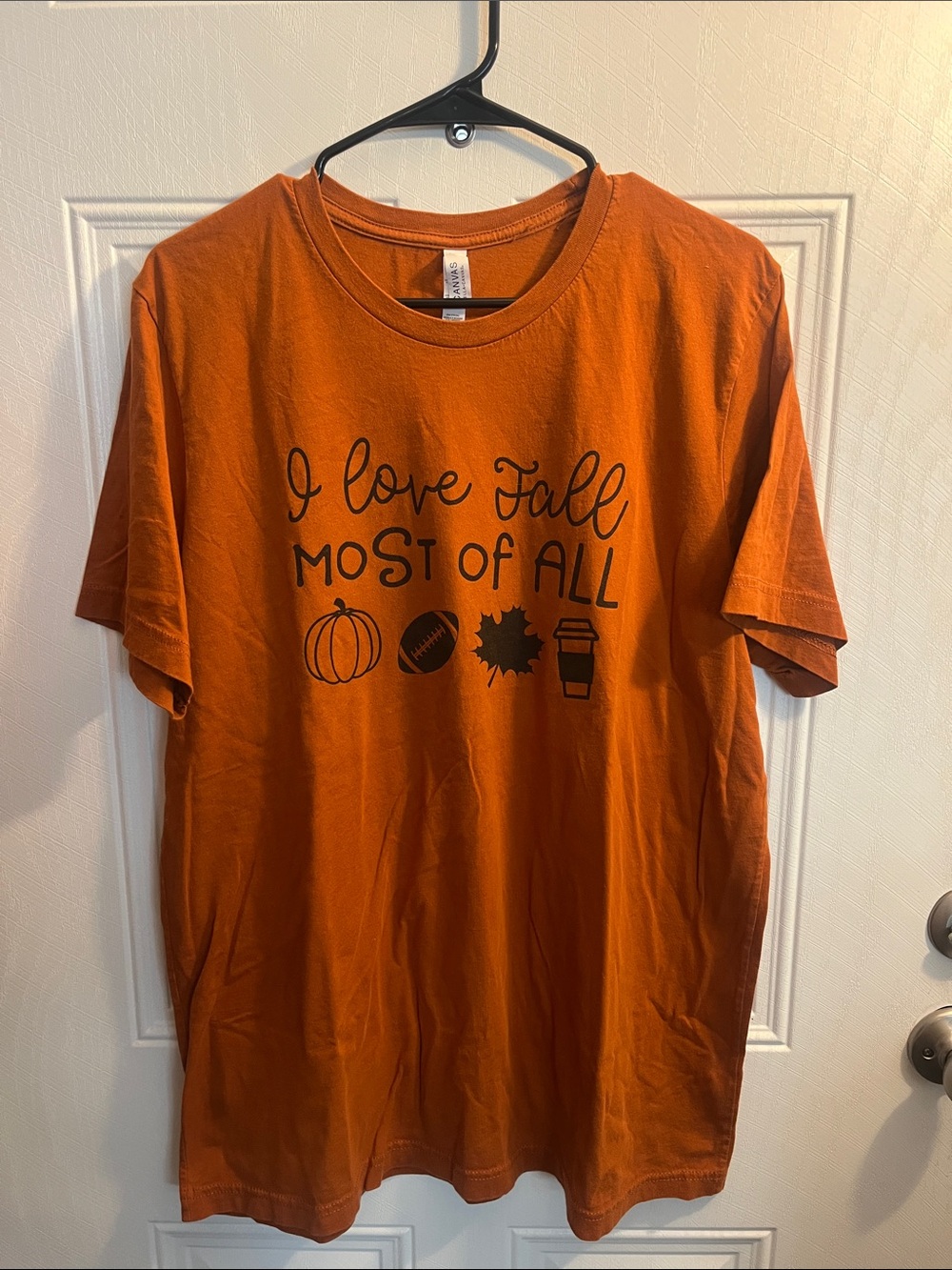 Bella Canvas Orange Short-Sleeve 'I Love Fall Most Of All' Graphic Tee Size XL